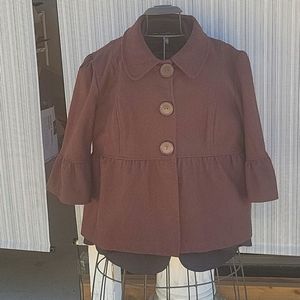 Brown wool peplum coat bell sleeves